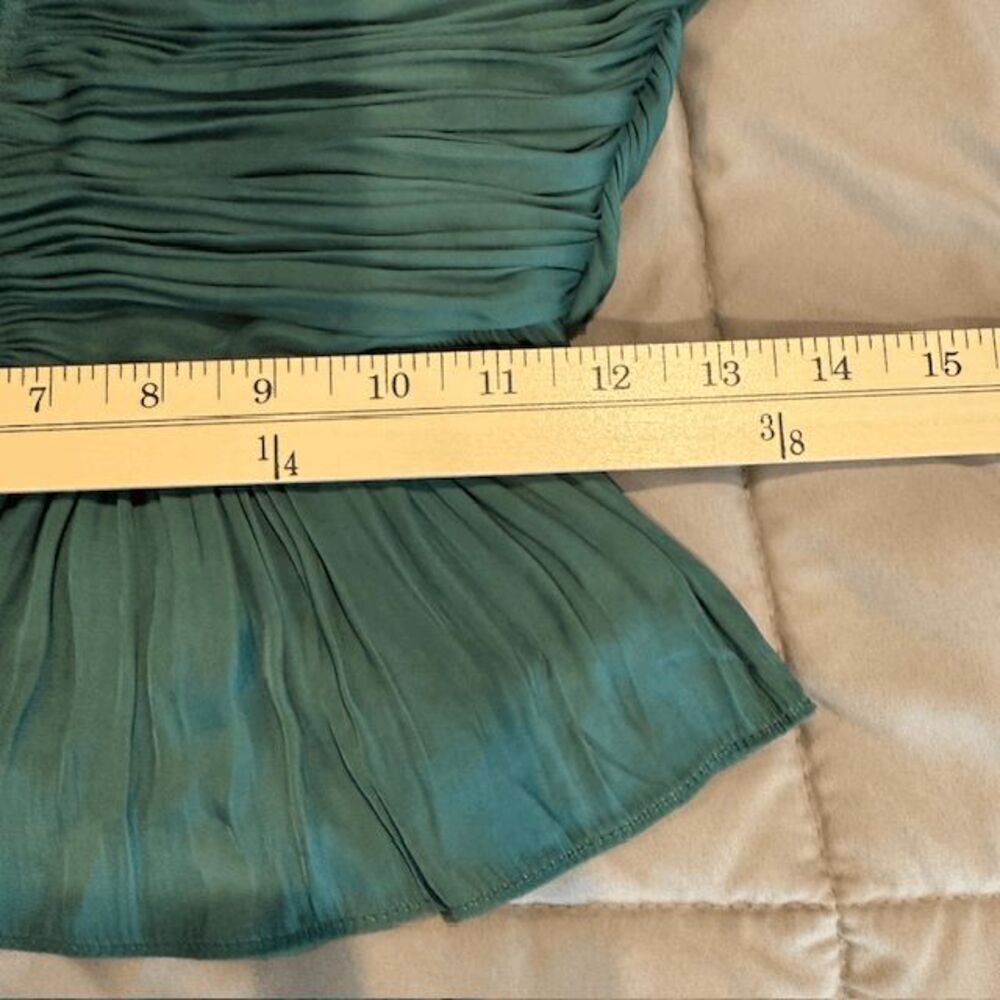 NWT House of Harlow Emerald Green Ruched Balloon Sleeve Cropped Blouse Size XS - Picture 9 of 12